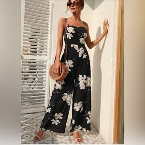 Tokyo Darling jumpsuit for women size M floral black and white